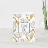 Romantisch Goud Witte Tulpen Bloemen Dank u Kaart (Voorkant)