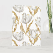 Romantisch Goud Witte Tulpen Bloemen Huwelijk Kaart (Achterkant)