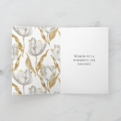 Romantisch Goud Witte Tulpen Bloemen Huwelijk Kaart (Binnen)