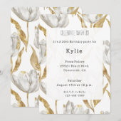 Romantisch Goud Witte Tulpen Bloemen Verjaardag Kaart (Voorkant / Achterkant)