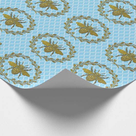 Romantisch Gouden Bij en Krans Cadeaupapier (Hoek)