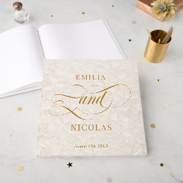 Romantisch gouden bloempatroon trouwen gastenboek