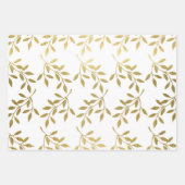 Romantisch gouden botanisch blad bruiloft inpakpapier vel (Voorkant)