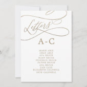 Romantisch Gouden Brief Tafel Aantal Zitkaarten Kaart (Voorkant)