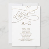 Romantisch Gouden Brief Tafel Aantal Zitkaarten Kaart (Achterkant)