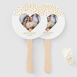 Romantisch gouden confetti op wit handwaaier