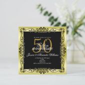 Romantisch gouden decoratieve lijst 50ste verjaard kaart (Staand voorkant)