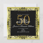 Romantisch gouden decoratieve lijst 50ste verjaard kaart (Voorkant)