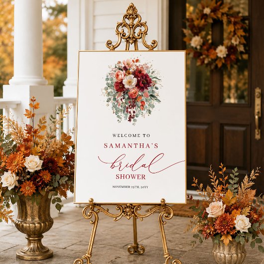 Romantisch gouden eucalyptus herfst bruidsdouche w poster