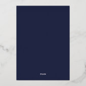 Romantisch Gouden Folie Marine Blauw Monogram Huwe Uitnodiging (Achterkant)