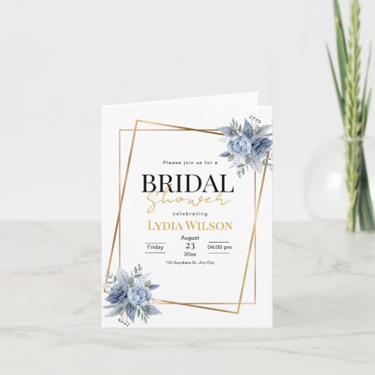Romantisch Gouden Frame Bloemrijke Bruidsdouche mi (Voorkant)