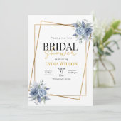 Romantisch Gouden Frame Bloemrijke Bruidsdouche mi Kaart (Staand voorkant)