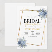 Romantisch Gouden Frame Bloemrijke Bruidsdouche mi Kaart (Voorkant / Achterkant)