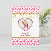 Romantisch Gouden Hart Liefde Calligrafie Monogram (Staand voorkant)