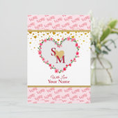 Romantisch Gouden Hart Liefde Calligrafie Monogram (Staand voorkant)
