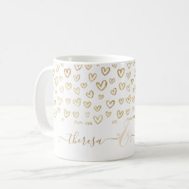 Romantisch Gouden Harten Custom Named Coffee Mok