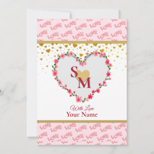 Romantisch Gouden Hartjes Liefde Calligrafie Monog