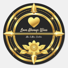 💍 Romantisch Gouden Huwelijksthema voor Koppels � Ronde Sticker