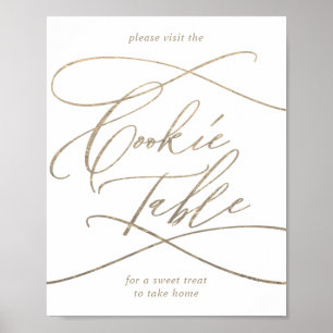 Romantisch gouden kalligrafie cookie tafelbord poster