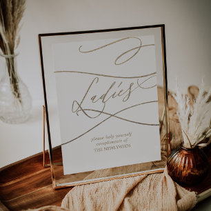 Romantisch Gouden Kalligrafie Dames Badkamer Teken Poster