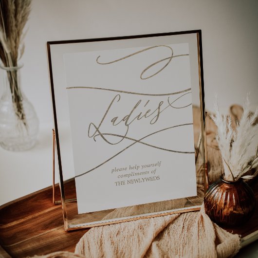 Romantisch Gouden Kalligrafie Dames Badkamer Teken Poster