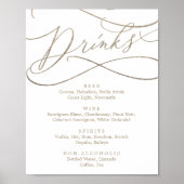 Romantisch gouden kalligrafie drankmenu bord poster (Voorkant)