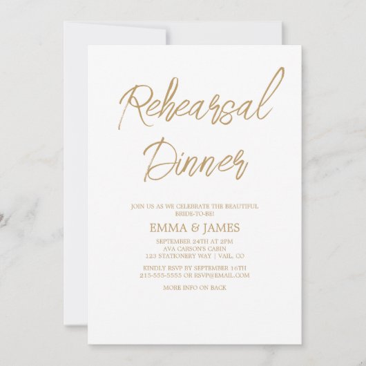 Romantisch gouden kalligrafie proef diner kaart (Voorkant)