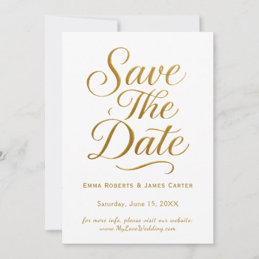 Romantisch gouden kalligrafie Save the Date (Voorkant)