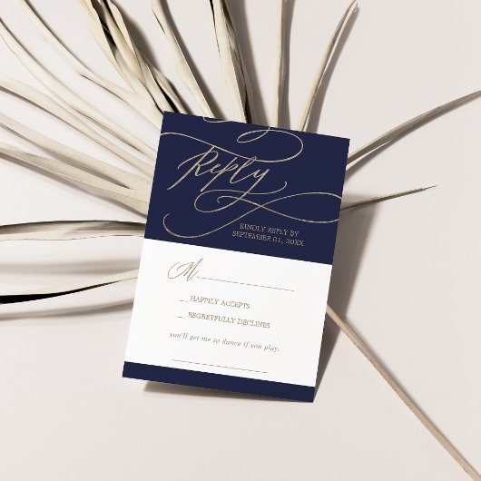 Romantisch Gouden Marine Printable Aanvraag RSVP-K Kaart