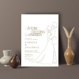 Romantisch  gouden monogram bruiloftsdans kaart