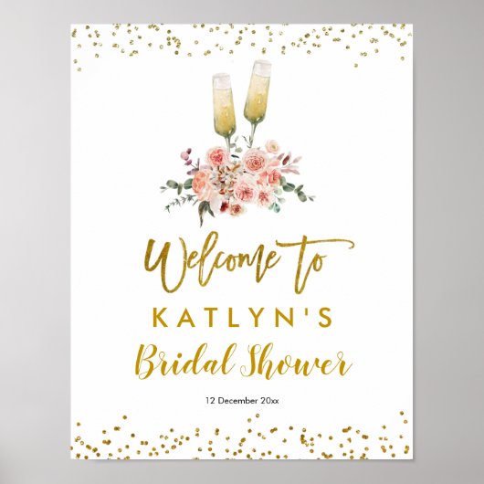 Romantisch gouden proost op de liefde welkomstbord poster (Voorkant)