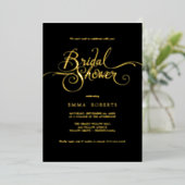 Romantisch goudfolie & smaragdgroen Vrijgezellenfe Folie Uitnodiging (Staand Voorkant)