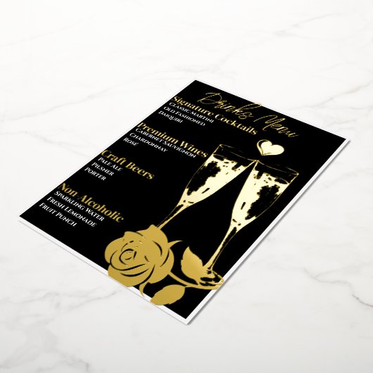 Romantisch Goudverijdelde Cocktail Party Bar Menu (Gedraaid)