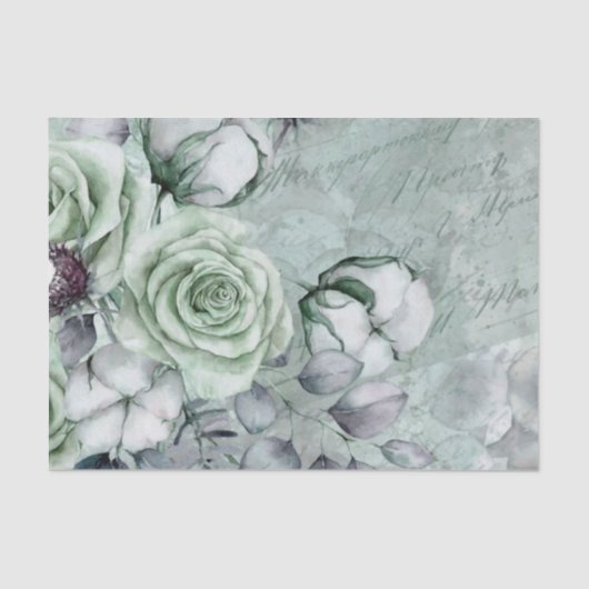 Romantisch grijs/groen debetpapier tissuepapier (Voorkant)