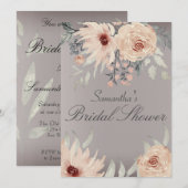 Romantisch Grijs Koraal Bloemen Vrijgezellenfeest Kaart (Voorkant / Achterkant)