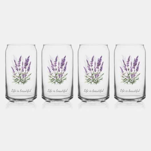 Romantisch grijs paarse lavendel bloem blikvorm glas (Voorkant)
