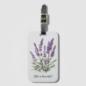 Romantisch Grijs Paarse Lavendel Bloemen Bagagelabel (Voorkant (verticaal))
