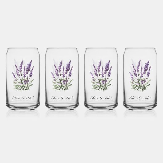 Romantisch Grijs Paarse Lavendel Bloemen Blikvorm Glas (Voorkant)