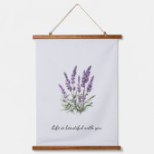 Romantisch Grijs Paarse Lavendel Bloemen Hangend Wandkleed (Voorkant)