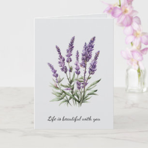 Romantisch Grijs Paarse Lavendel Floral Vrijgezell Kaart