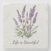 Romantisch Grijs Paarse Lavendel Floral Vrijgezell Stenen Onderzetter (Voorkant)