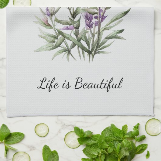 Romantisch Grijs Paarse Lavendel Floral Vrijgezell Theedoek (Gevouwen)