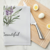 Romantisch Grijs Paarse Lavendel Floral Vrijgezell Theedoek (Quarter Fold)