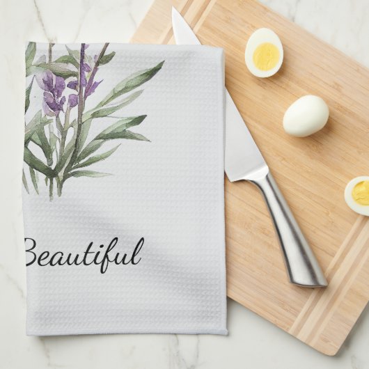 Romantisch Grijs Paarse Lavendel Floral Vrijgezell Theedoek (Quarter Fold)