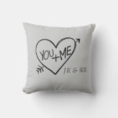 Romantisch grijs rood jij en ik hart monogram kussen (Voorkant)