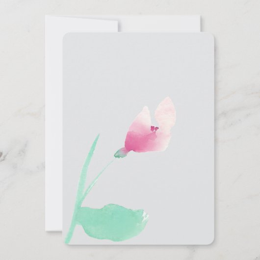 Romantisch Grijs Roze Bloemen Huwelijk Kaart (Achterkant)