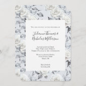 Romantisch Grijs Zilver Wit Rose Bloemen Huwelijk Kaart (Voorkant / Achterkant)