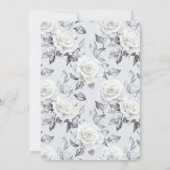 Romantisch Grijs Zilver Wit Rose Bloemen Huwelijk Kaart (Achterkant)