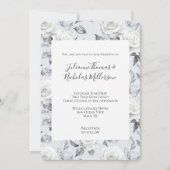 Romantisch Grijs Zilver Wit Rose Bloemen Huwelijk Kaart (Voorkant)