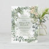 Romantisch Groen Beige Pioen Bruidsmeisjes Luncheo Kaart (Staand voorkant)